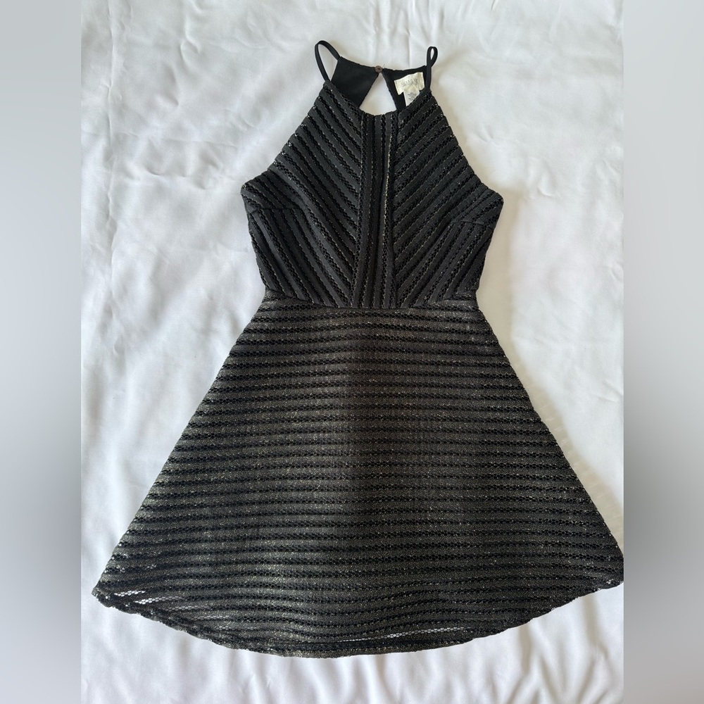 Sienna Sky Dress Womens S Black Gold Sparkle Halter Strap Cocktail Event Outfit